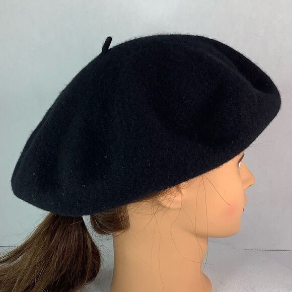 V. Fraas Black Wool Beret Accessory Women Hats Fits Most Rn 66349 Academia - Picture 3 of 8